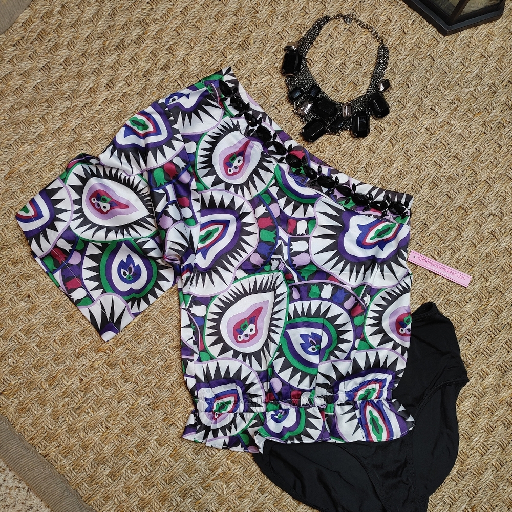 RACHEL LYM CRISTA MOSAIC BEADED COVER UP XS - Picture 2 of 9